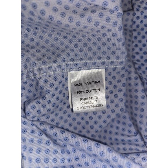 Johnston & Murphy Mens Blue Print Long Sleeve Dress Shirt XXL - Picture 6 of 8